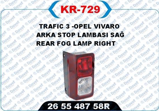 KAYA KR-729 Arka Sis Lambasi Sag Trafic Iii - Vivaro {E-Markli}